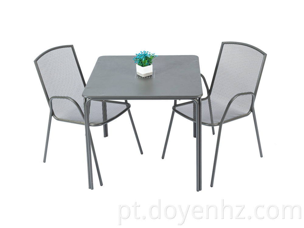 80cm Square Table and Mesh Armchairs Set of 3